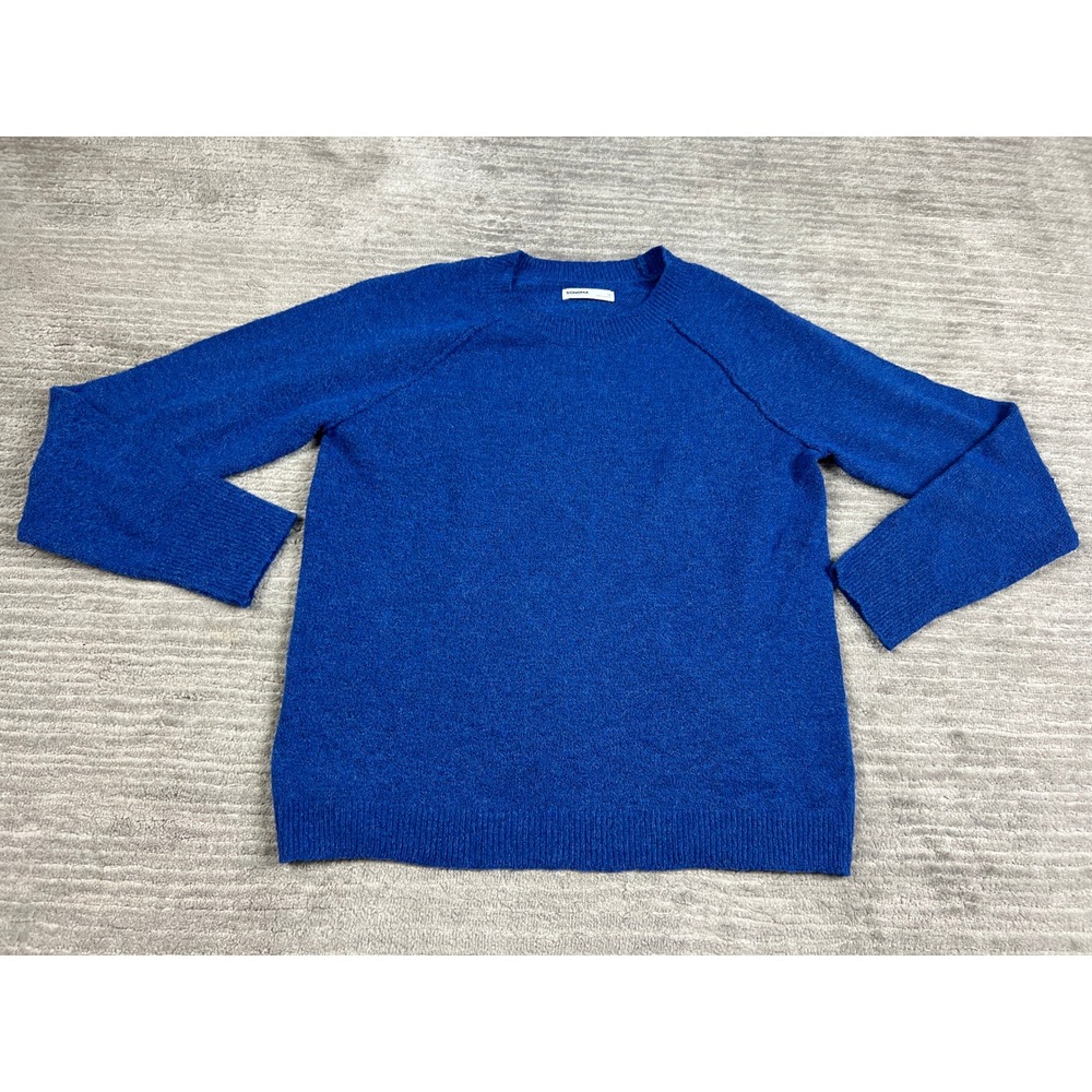 Sonomaā Sweater Womens Medium Blue Crew Neck Raglan Sleeve Recycled Knit Soft